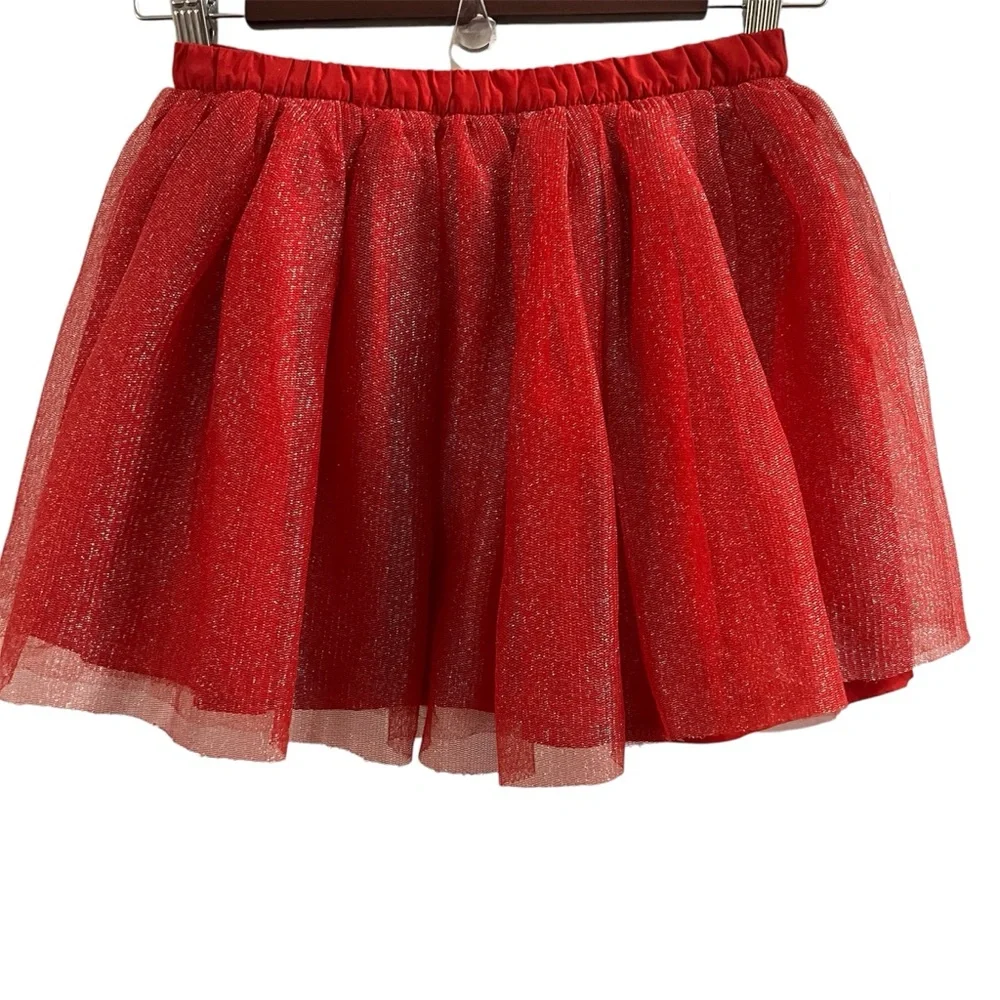 GYMBOREE SKIRT, Girls Size 10, Red Sparkly Tutu Skirt w/ Lining & Elastic Waist.